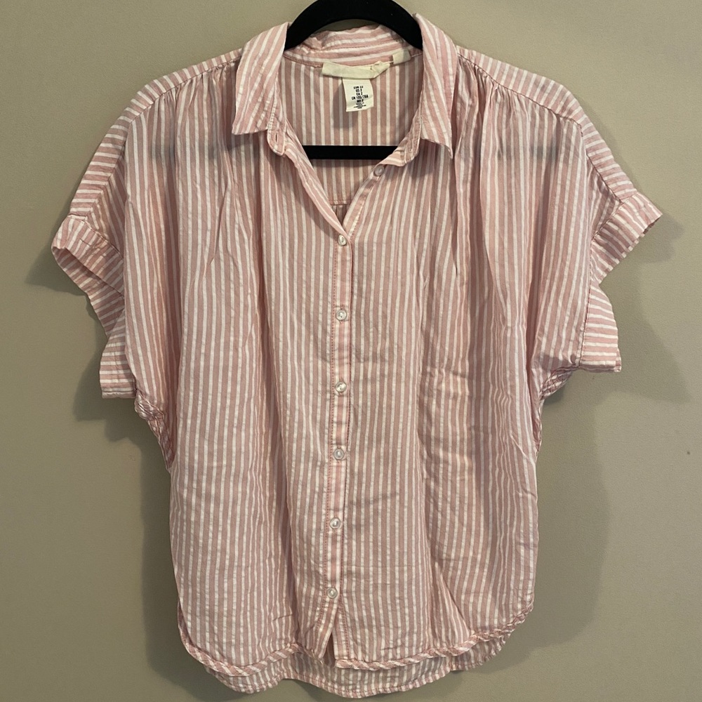 Comfy H&M striped short sleeve button down